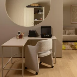 Eetkamerstoel Lyric Op wielen Bouclé - Greige - Loft24.nl