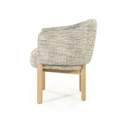 Eetkamerstoel Micha Geweven stof en eikenhout - Taupe - Loft24.nl