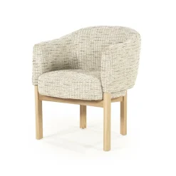 Eetkamerstoel Micha Geweven stof en eikenhout - Beige - Loft24.nl