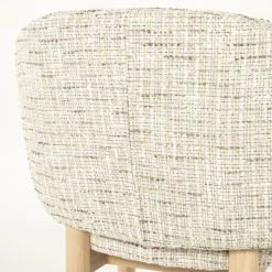 Eetkamerstoel Micha Geweven stof en eikenhout - Beige - Loft24.nl