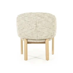 Eetkamerstoel Micha Geweven stof en eikenhout - Beige - Loft24.nl