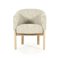 Eetkamerstoel Micha Geweven stof en eikenhout - Beige - Loft24.nl
