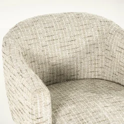 Eetkamerstoel Micha Geweven stof en eikenhout - Beige - Loft24.nl