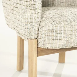 Eetkamerstoel Micha Geweven stof en eikenhout - Beige - Loft24.nl