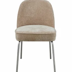 Eetkamerstoel Mount 3D Chenille met chrome poot - Zand - Loft24.nl