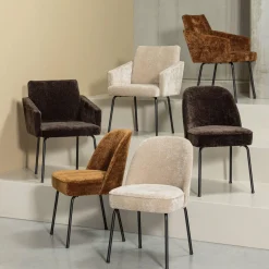 Eetkamerstoel Mount 3D Chenille Zand - Loft24.nl