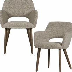 Eetkamerstoel Murat Bruin onderstel - Naturel/Bruin - Loft24.nl