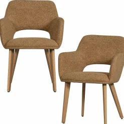 Eetkamerstoel Murat Naturel onderstel - Geel/Bruin - Loft24.nl