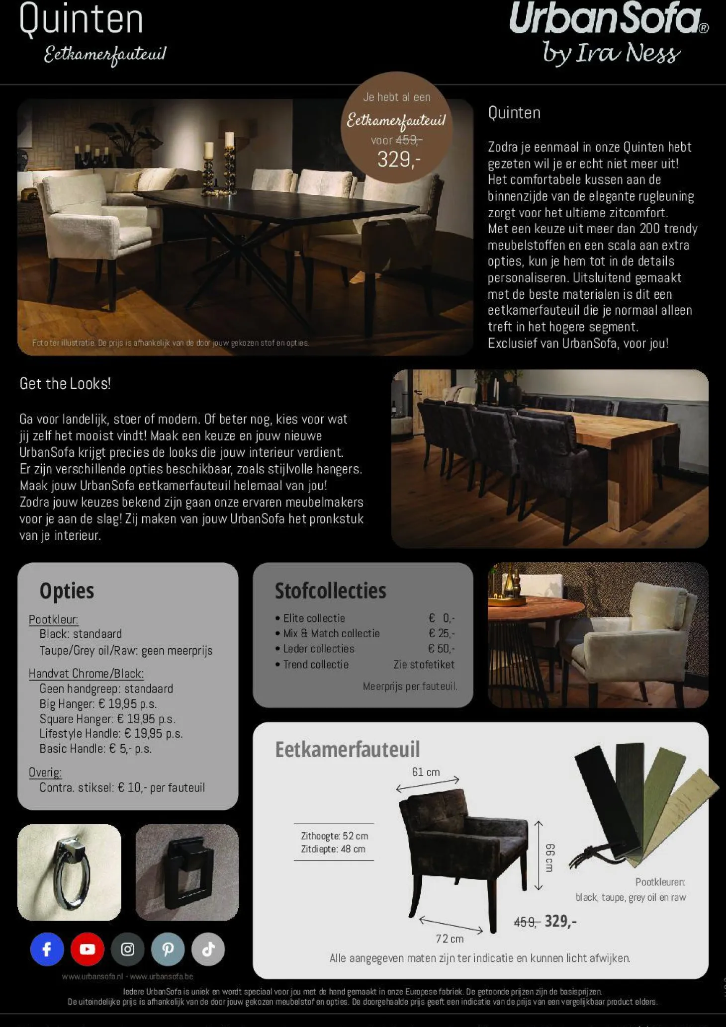 Eetkamerstoel Quinten - zelf samenstellen - Loft24.nl