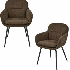 Eetkamerstoel Runa Chenille - Warm Bruin - Loft24.nl