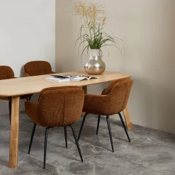 Eetkamerstoel Runa Chenille - Bruin/Geel - Loft24.nl