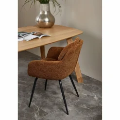 Eetkamerstoel Runa Chenille - Bruin/Geel - Loft24.nl