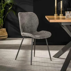 Eetkamerstoel Shell Bouclé - Wit - Loft24.nl