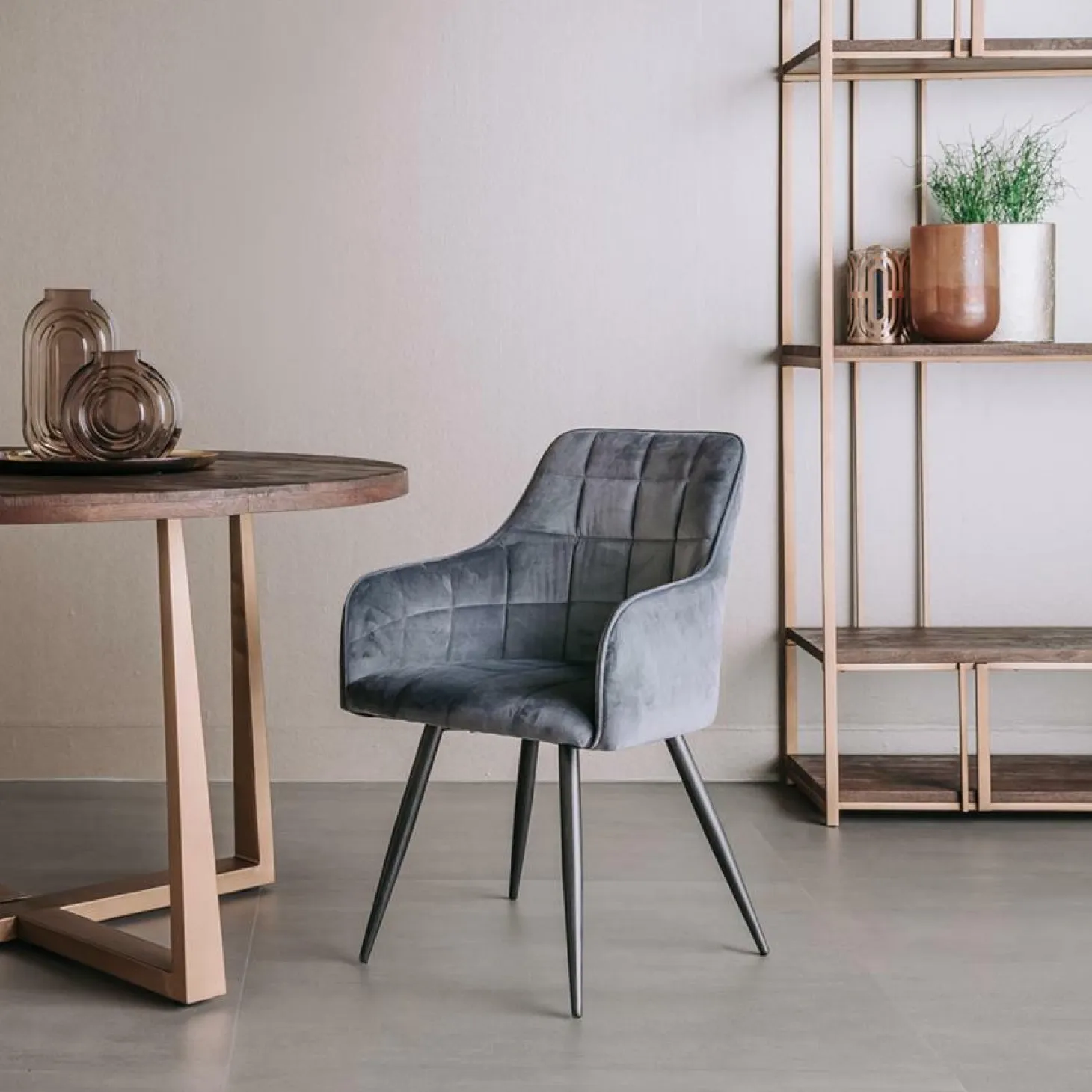 Eetkamerstoel Silva Velvet - Grijs - Loft24.nl