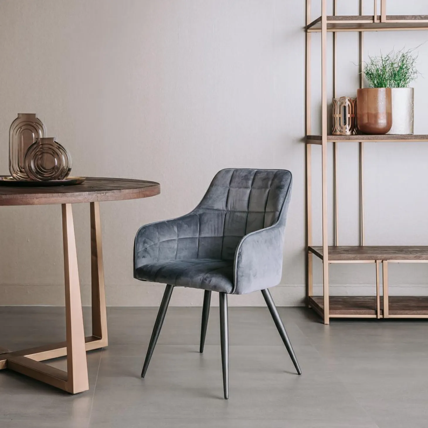 Eetkamerstoel Silva Velvet - Grijs - Loft24.nl