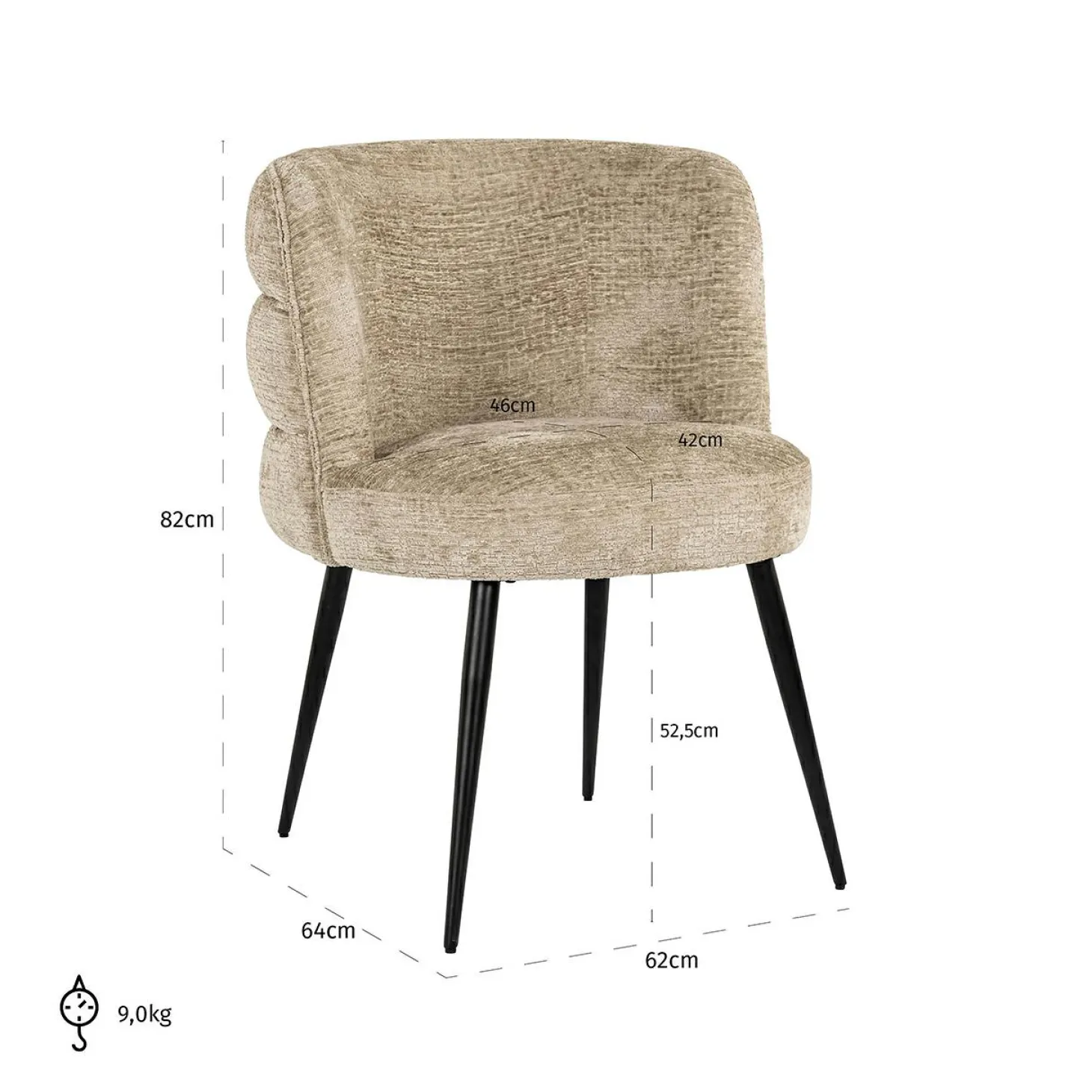 Eetkamerstoel Stella Chenille - Loft24.nl