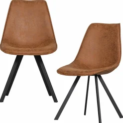 Eetkamerstoel Sven Lederlook - Cognac - Loft24.nl