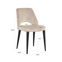 Eetkamerstoel Tabitha Velvet en stof kleur Khaki/Rose - Loft24.nl