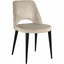Eetkamerstoel Tabitha Velvet en stof kleur Khaki/Naturel - Loft24.nl