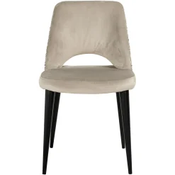 Eetkamerstoel Tabitha Velvet en stof kleur Khaki/Naturel - Loft24.nl
