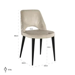 Eetkamerstoel Tabitha Velvet en stof kleur Khaki/Naturel - Loft24.nl