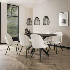 Eetkamerstoel Tom met hoge rug - Bouclé Wit - Loft24.nl