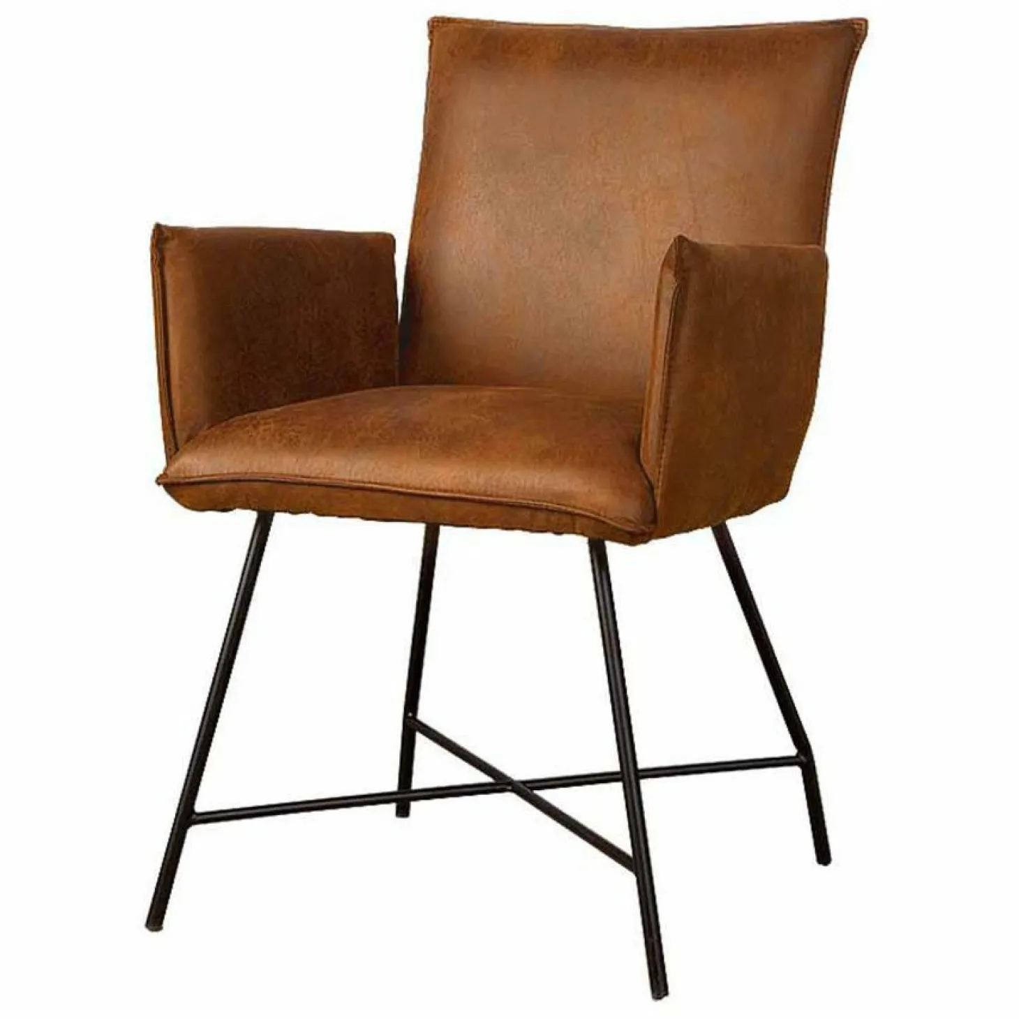 Eetkamerstoel Trofa met armleuning - Cognac - Loft24.nl