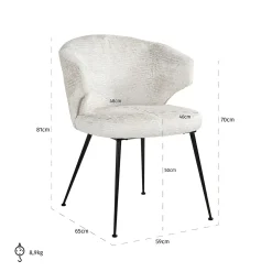 Eetkamerstoel Xandra Chenille kleur Crème - Loft24.nl