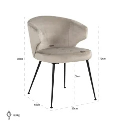 Eetkamerstoel Xandra Velvet kleur Khaki - Loft24.nl