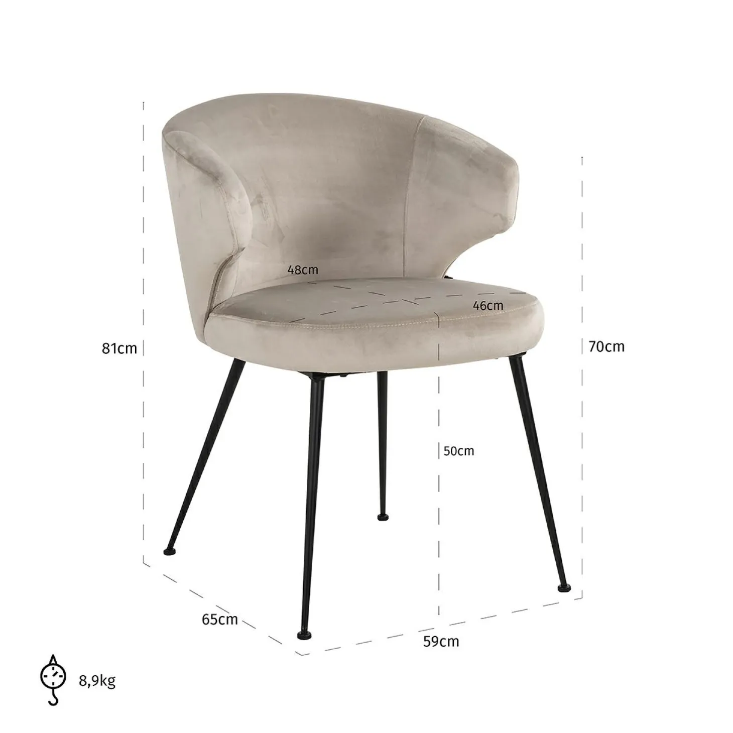 Eetkamerstoel Xandra Velvet kleur Khaki - Loft24.nl