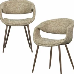 Eetkamerstoel Yossi Koperkleurig onderstel - Zand - Loft24.nl