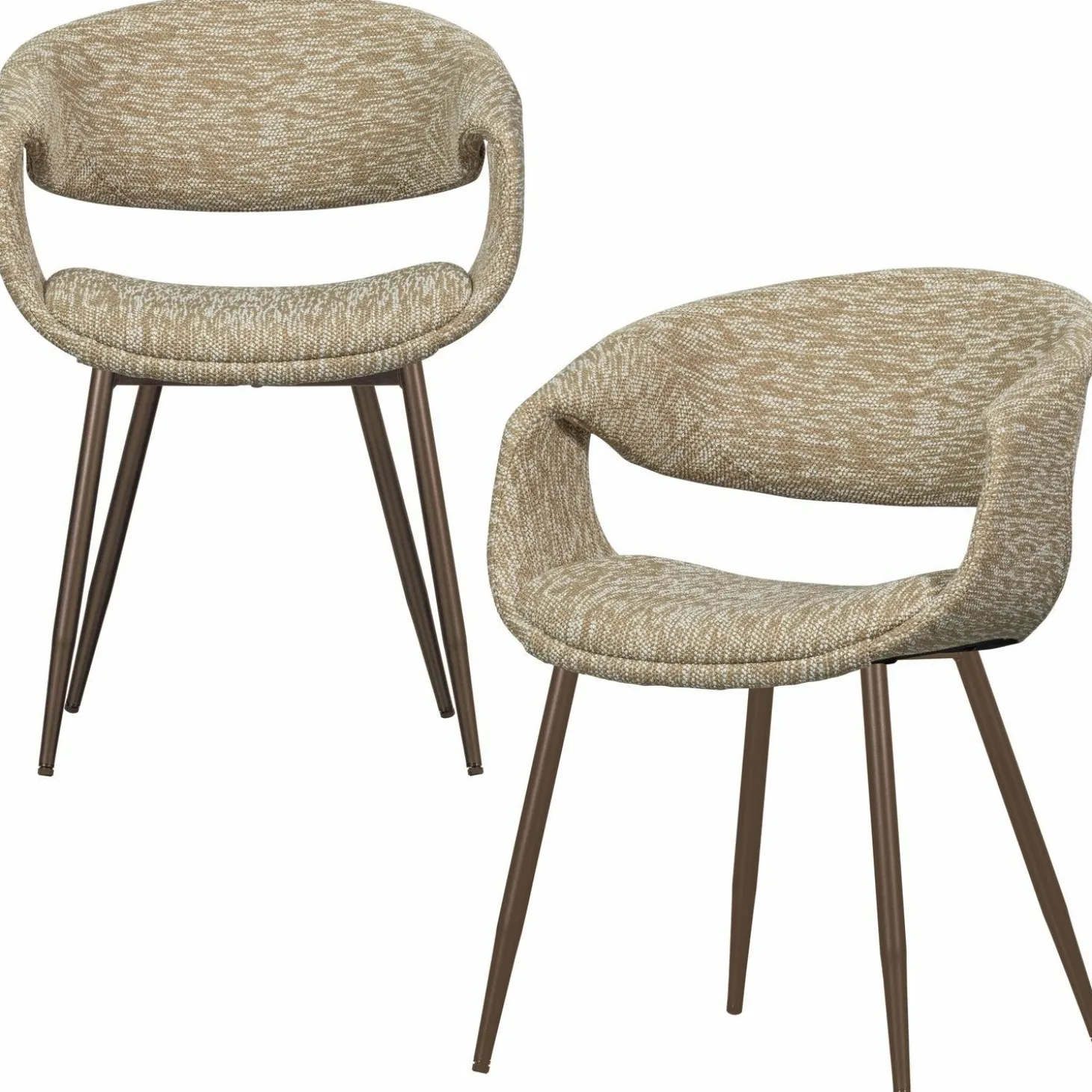 Eetkamerstoel Yossi Koperkleurig onderstel - Zand - Loft24.nl