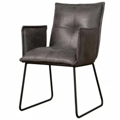 Eetkamerstoelstoel Seda met armleuning - Grijs - Loft24.nl