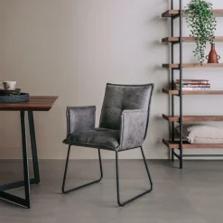 Eetkamerstoelstoel Seda met armleuning - Grijs - Loft24.nl