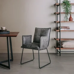 Eetkamerstoelstoel Seda met armleuning - Grijs - Loft24.nl