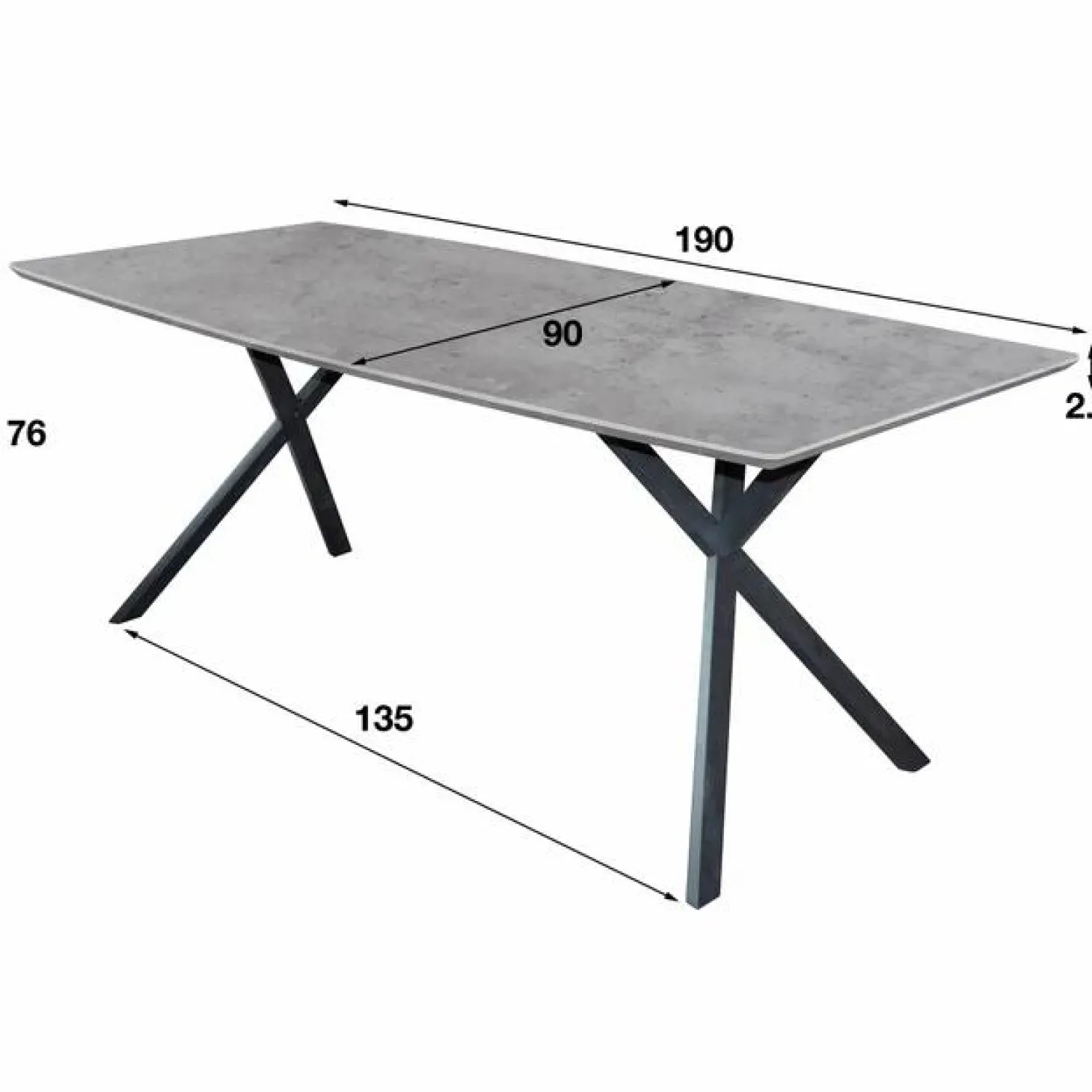 Eetkamertafel Dreams Betonlook - 190 cm - Loft24.nl