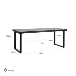 Eettafel Beaumont Faux Marmer 230 x 90 cm - Zwart - Loft24.nl