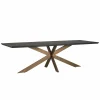 Eettafel Blackbone Eiken 260 x 100 cm met geborsteld gouden spinpoot - Zwart - Loft24.nl