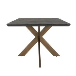 Eettafel Blackbone Eiken 260 x 100 cm met geborsteld gouden spinpoot - Zwart - Loft24.nl