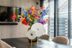 Eettafel Blackbone Eiken 220 x 100 cm met gouden u-poot - Zwart - Loft24.nl