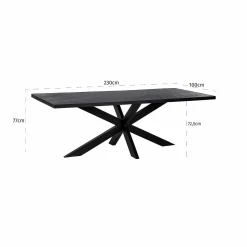 Eettafel Bourbon 230 x 100 cm steenfineer - Zwart - Loft24.nl
