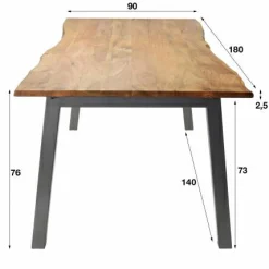 Eettafel Edge acaciahout 180 x 90 cm - Naturel - Loft24.nl