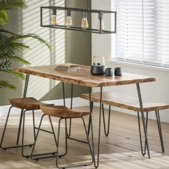 Eettafel Edge Massief acaciahout 130 x 70cm - Naturel - Loft24.nl