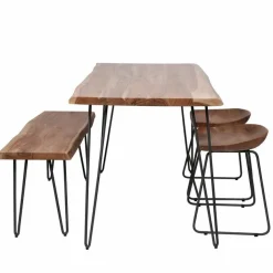 Eettafel Edge Massief acaciahout 130 x 70cm - Naturel - Loft24.nl