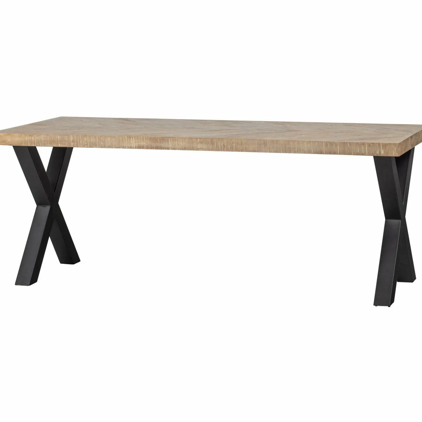 Eettafel Tablo Mangohout Visgraat, met X-poot - 180cm - Loft24.nl