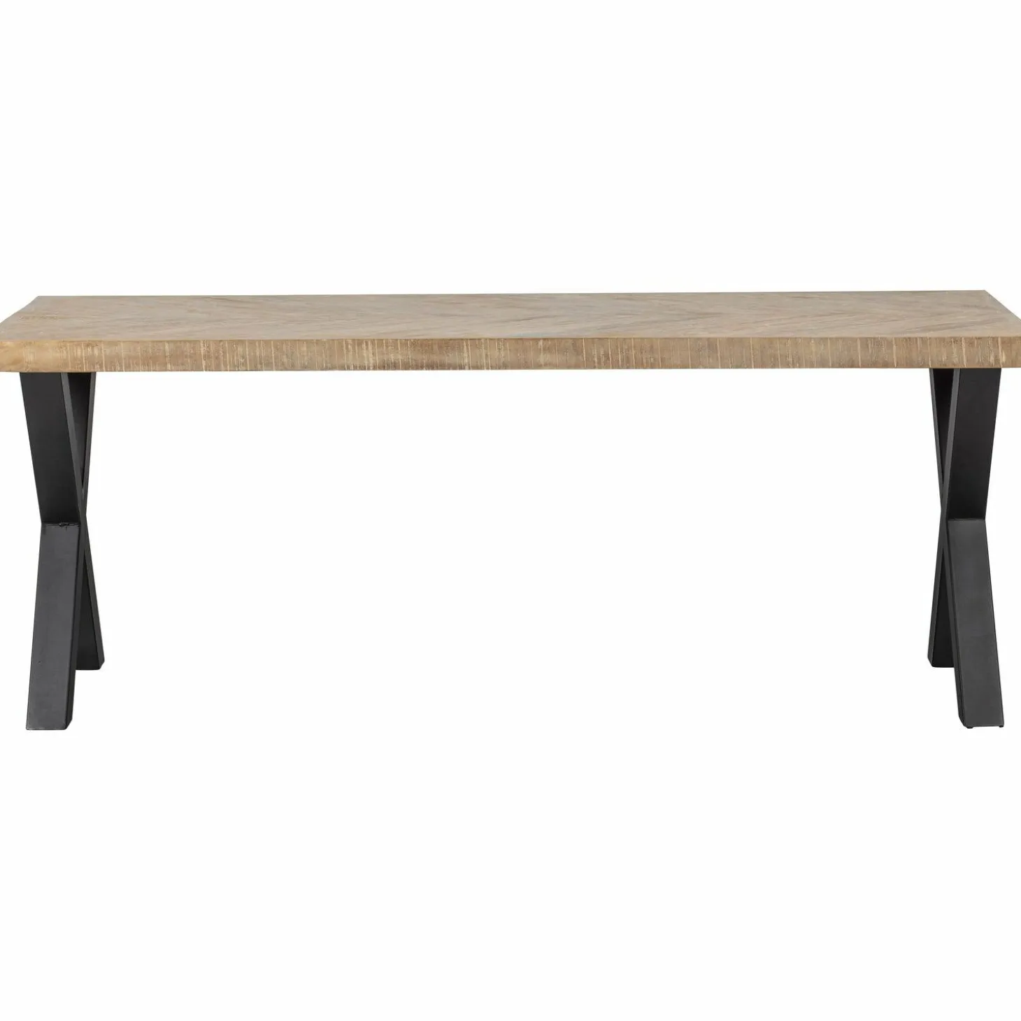 Eettafel Tablo Mangohout Visgraat, met X-poot - 180cm - Loft24.nl