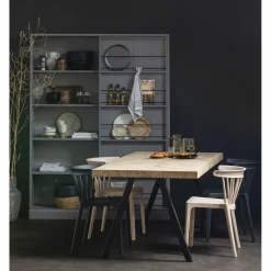 Eettafel Tablo Mangohout Visgraat, met 2-standen poot - 200cm - Loft24.nl