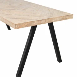 Eettafel Tablo Mangohout Visgraat, met 2-standen poot - 200cm - Loft24.nl