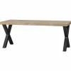 Eettafel Tablo Mangohout Visgraat, met X-poot - 200cm - Loft24.nl