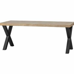 Eettafel Tablo Mangohout Visgraat, met X-poot - 200cm - Loft24.nl